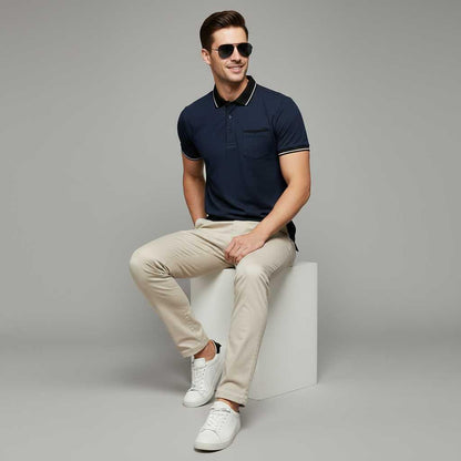 Elegant Long Sleeve Polo | Men's Polo Shirt Casual Wear