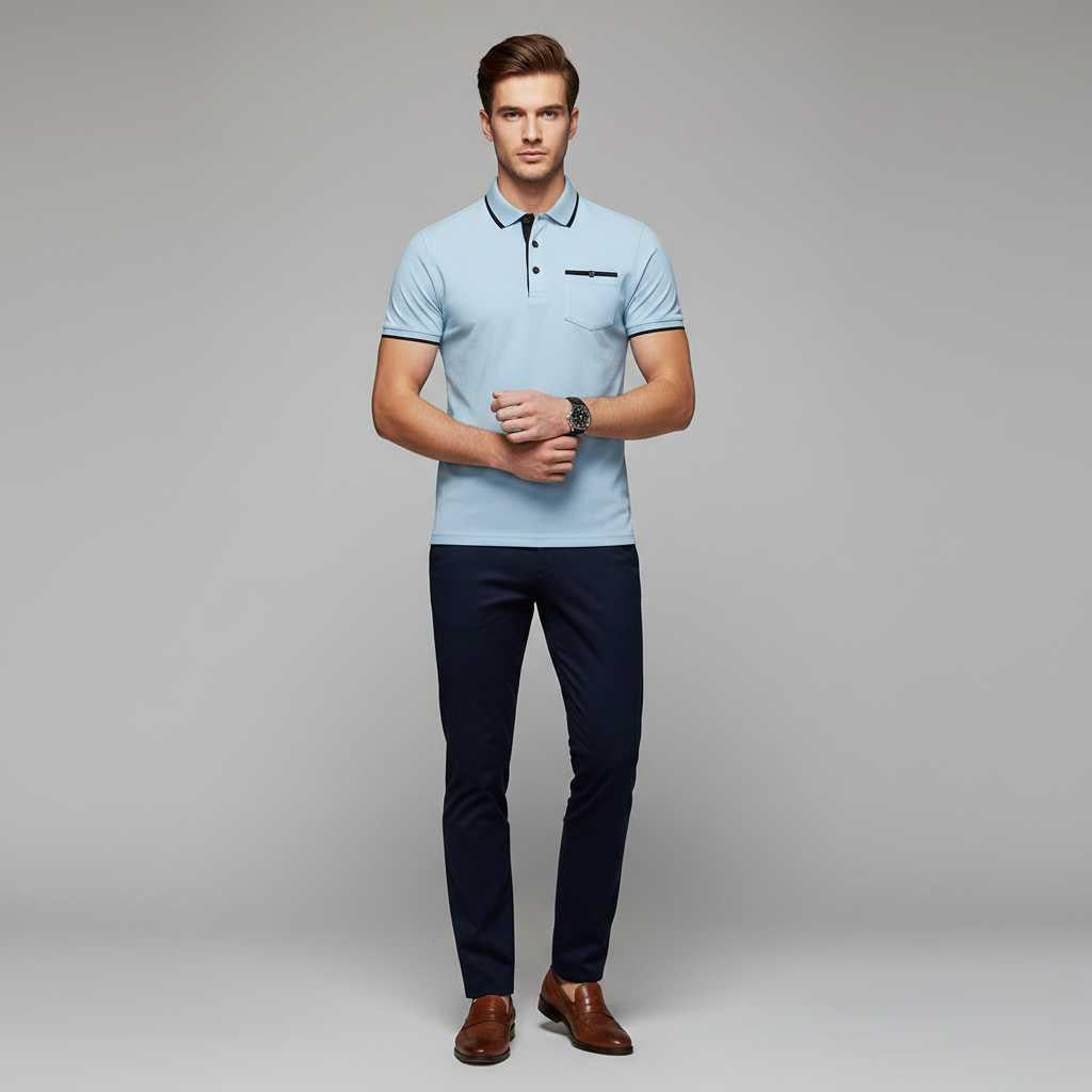 Elegant Long Sleeve Polo | Men's Polo Shirt Casual Wear