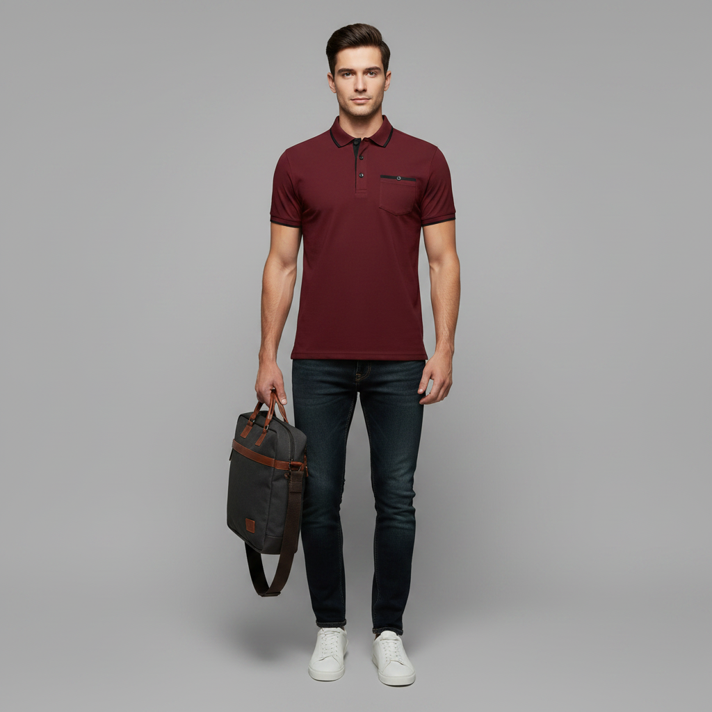 Elegant Long Sleeve Polo | Men's Polo Shirt Casual Wear