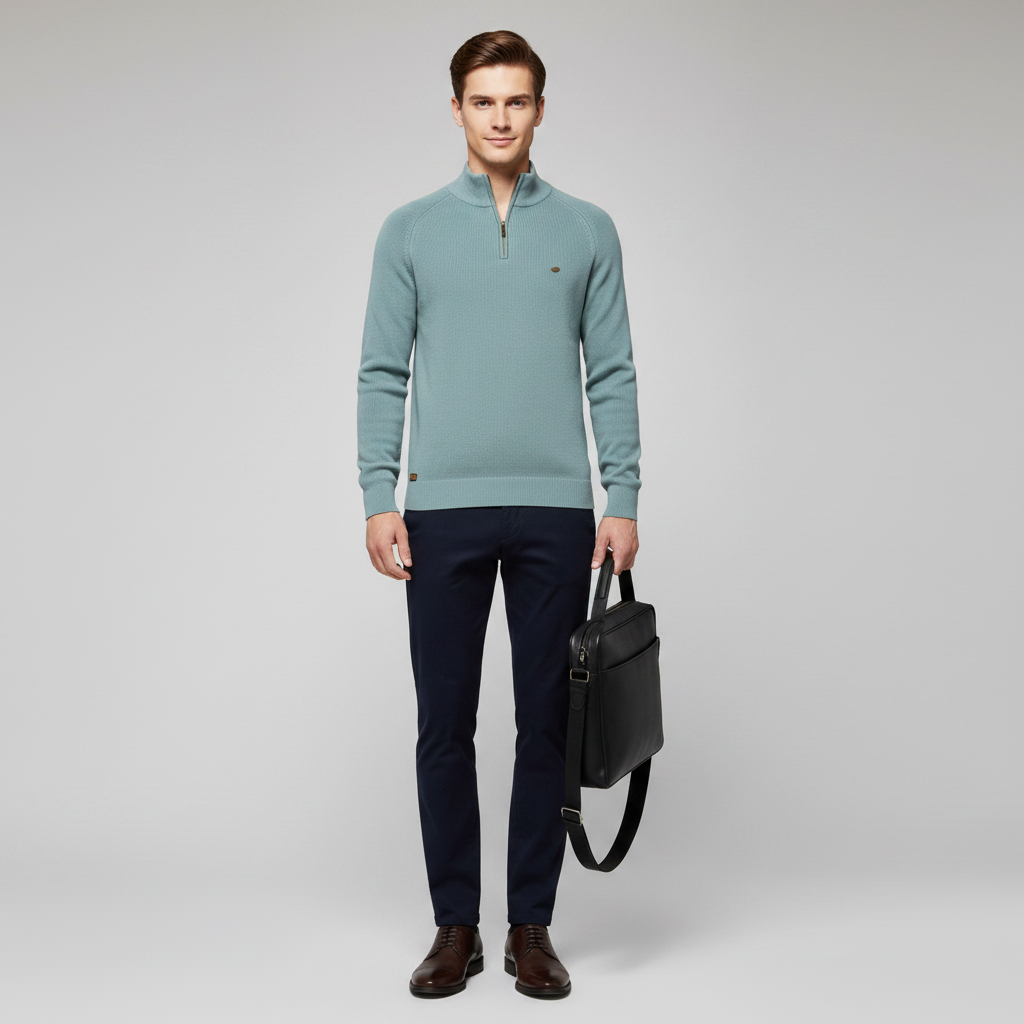 Men's Half Zip Sweater | Slim Fit Knitted Jumper