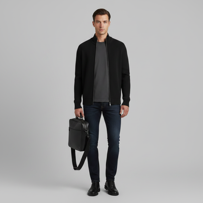 Men's Slim Fit Zip Up Cardigan | Ribbed Knit Style