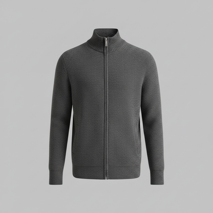 Men's Slim Fit Zip Up Cardigan | Ribbed Knit Style