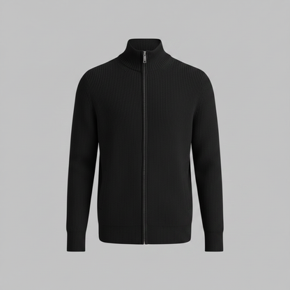 Men's Slim Fit Zip Up Cardigan | Ribbed Knit Style