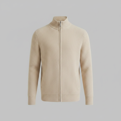 Men's Slim Fit Zip Up Cardigan | Ribbed Knit Style
