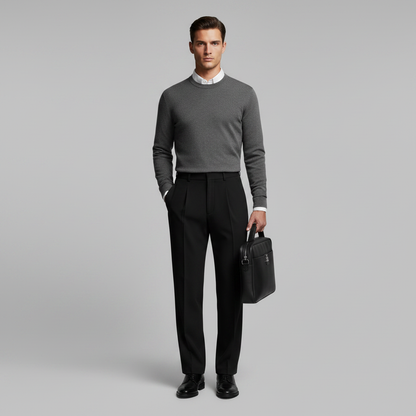 Men's Straight Fit Pleated Trousers | Formal Pants