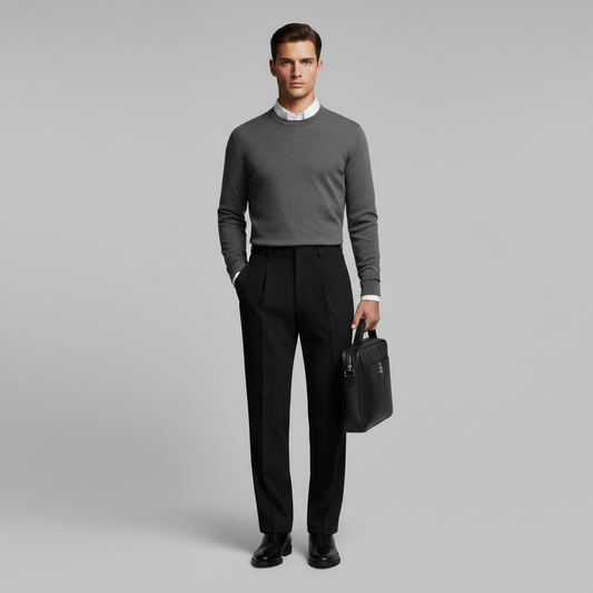 Men's Straight Fit Pleated Trousers | Formal Pants