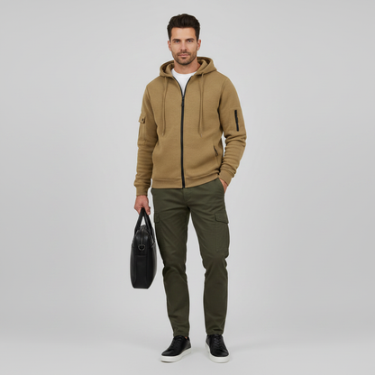 Men's Utility Hoodie | Zip-Up Sweatshirt with Drawstring Hood