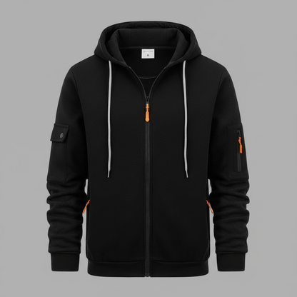 Men's Utility Hoodie | Zip-Up Sweatshirt with Drawstring Hood