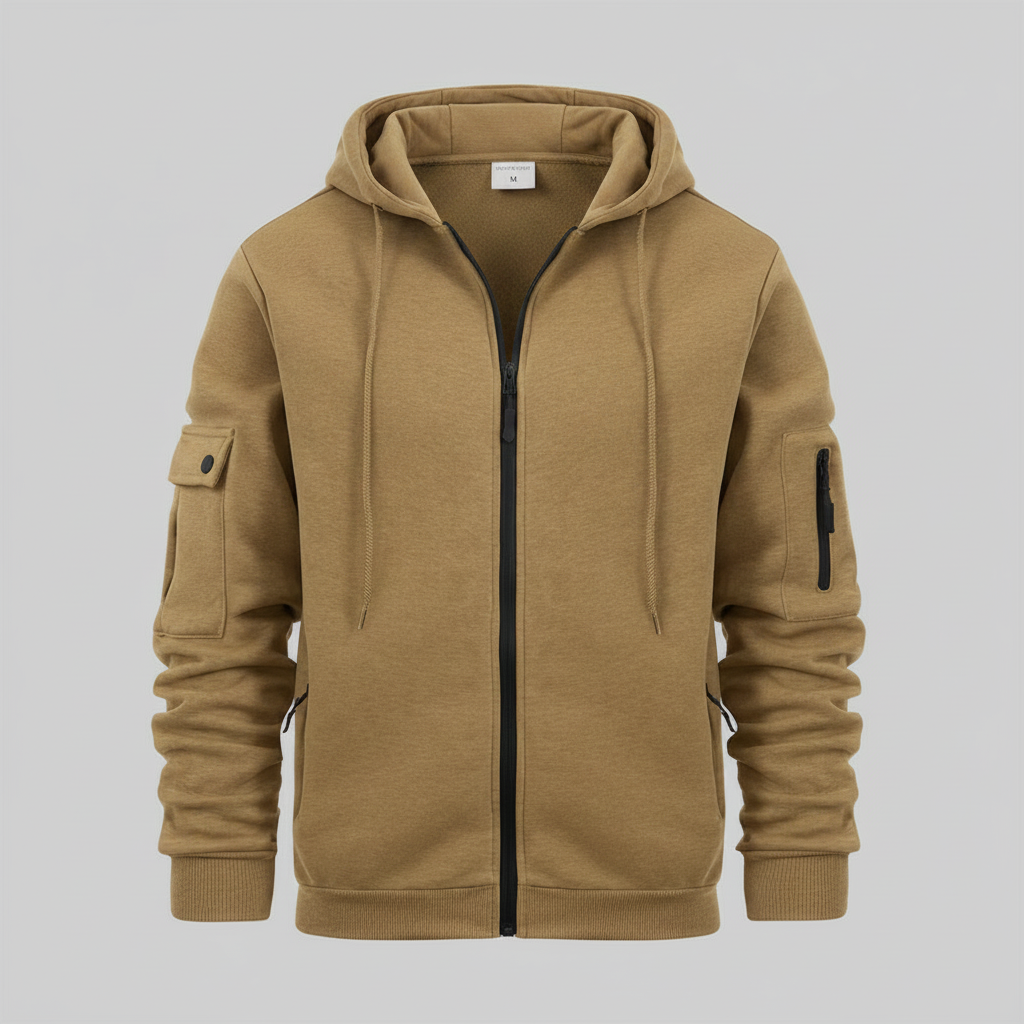 Men's Utility Hoodie | Zip-Up Sweatshirt with Drawstring Hood