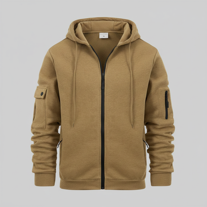 Men's Utility Hoodie | Zip-Up Sweatshirt with Drawstring Hood
