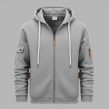 Men's Utility Hoodie | Zip-Up Sweatshirt with Drawstring Hood