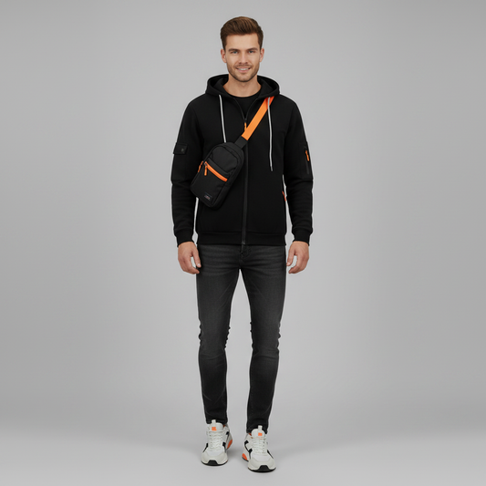 Men's Utility Hoodie | Zip-Up Sweatshirt with Drawstring Hood
